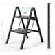 image 6 of Gr8 Home 2 Step Ladder Black Folding Stool Non Slip Heavy Duty Carbon Steel Lightweight