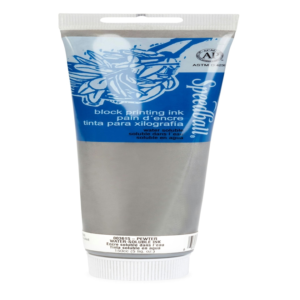 Speedball Water-Soluble Block Ink, Pewter, 5oz