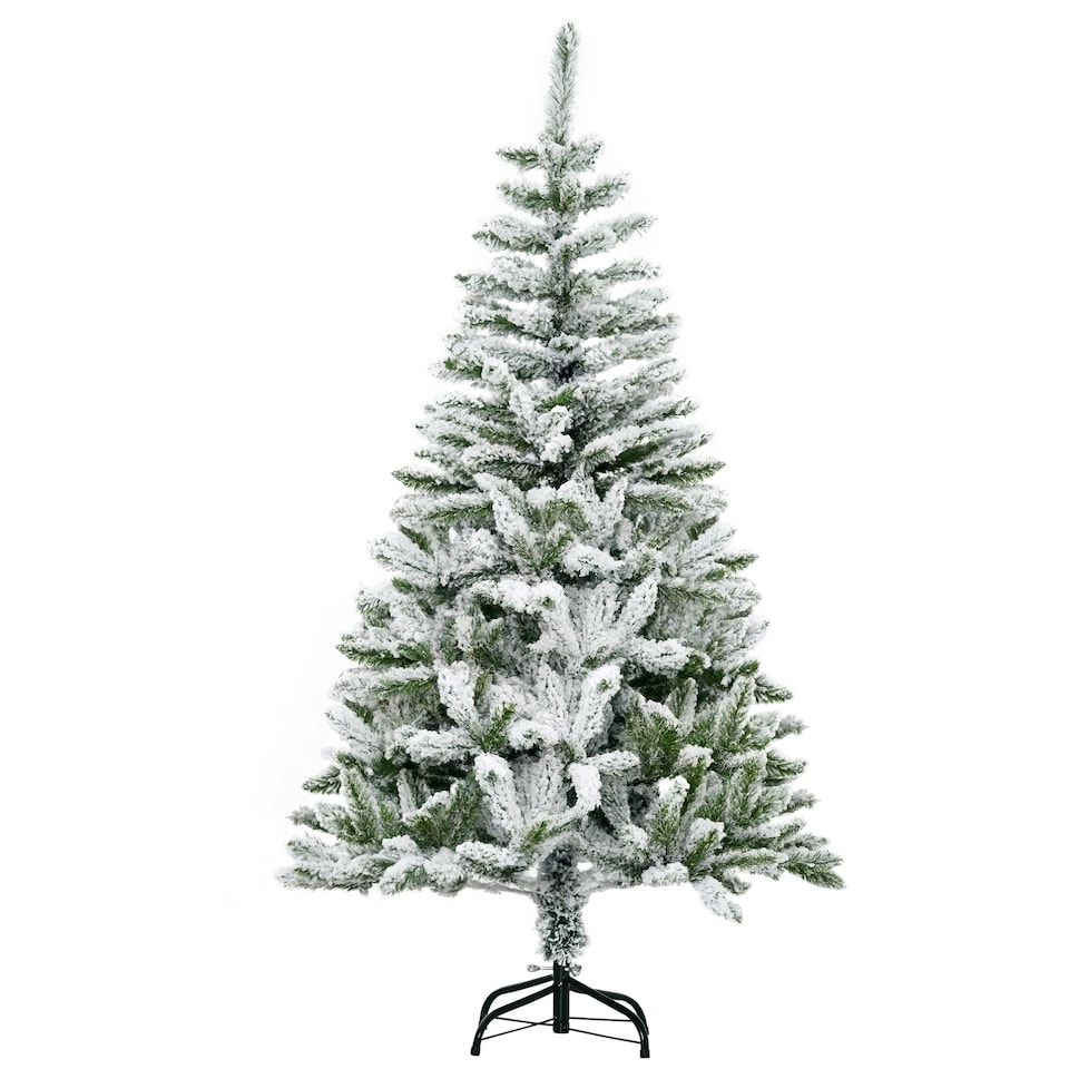 image 1 of HOMCOM 5ft Snow Flocked Artificial Christmas Tree w/ Realistic Branch Tips