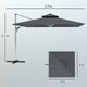 image 10 of Outsunny Garden Cantilever Parasol, Patio Umbrella w/ Solar LED Lights, Grey Grey | Grey