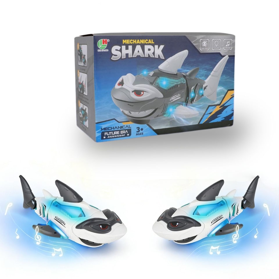 image 1 of Electric Crawling Shark Toy for Toddlers with Lights, Music, and Obstacle Avoidance