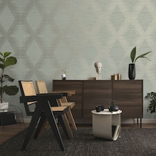 Superfresco Easy Serenity Geo Sage Wallpaper | Green | Gold | 10m Length x 52cm Width