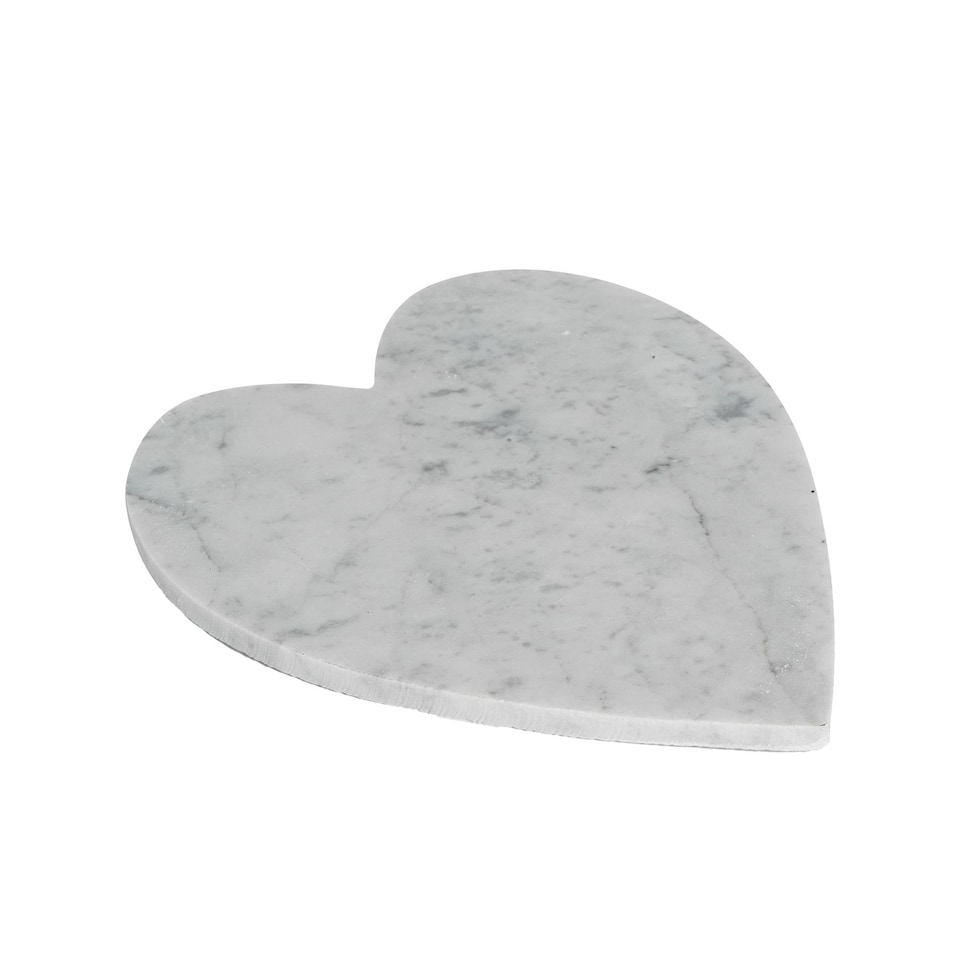 image 1 of Argon Tableware Heart Marble Chopping Board - 23 x 27cm | White | White