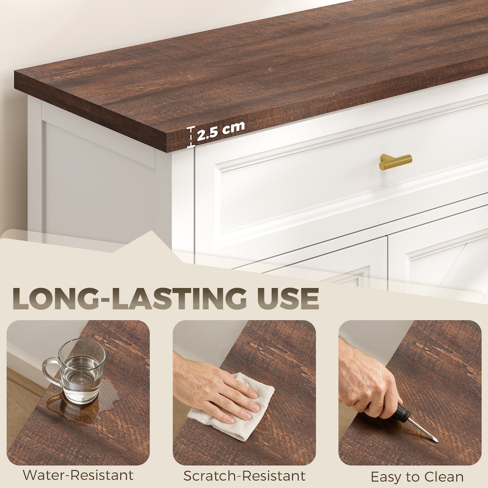 image 1 of HOMCOM Sideboard with Drawers and Adjustable Shelves, White