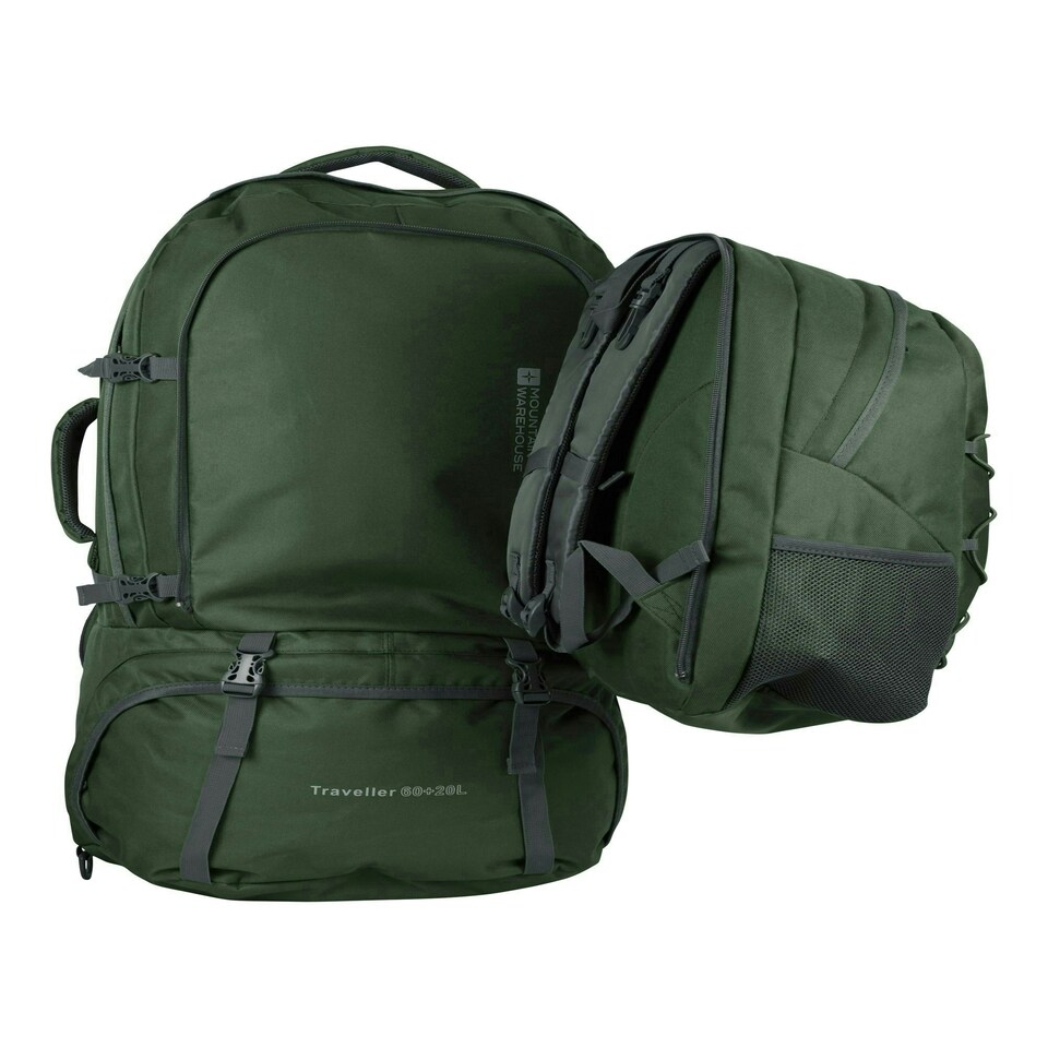 image 1 of Mountain Warehouse Unisex Traveller 60 + 20L Rucksack Durable Sports Backpack Green | Green