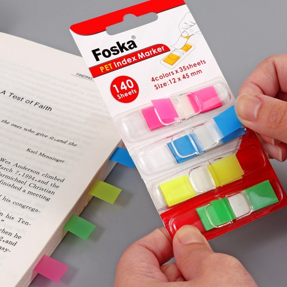 image 1 of Pack of 140 PET Sticky Index Page Markers 12 x 45mm