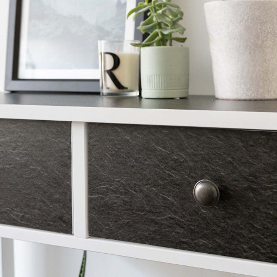 image 1 of Sticky Back Plastic Black Slate Matt Stone Effect Kitchen Self-adhesive Vinyl Wrap for Cupboards, Doors and Worktops 67.5cm x 15m (3 rolls) - d-c-fix