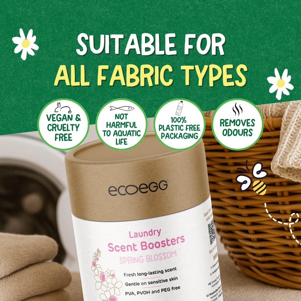image 1 of Ecoegg Laundry Scent Boosters - Spring Blossom Twin Pack (2 x 250g) – Long Lasting Fragrance, Plastic-Free, PEG-Free, No Microplastics