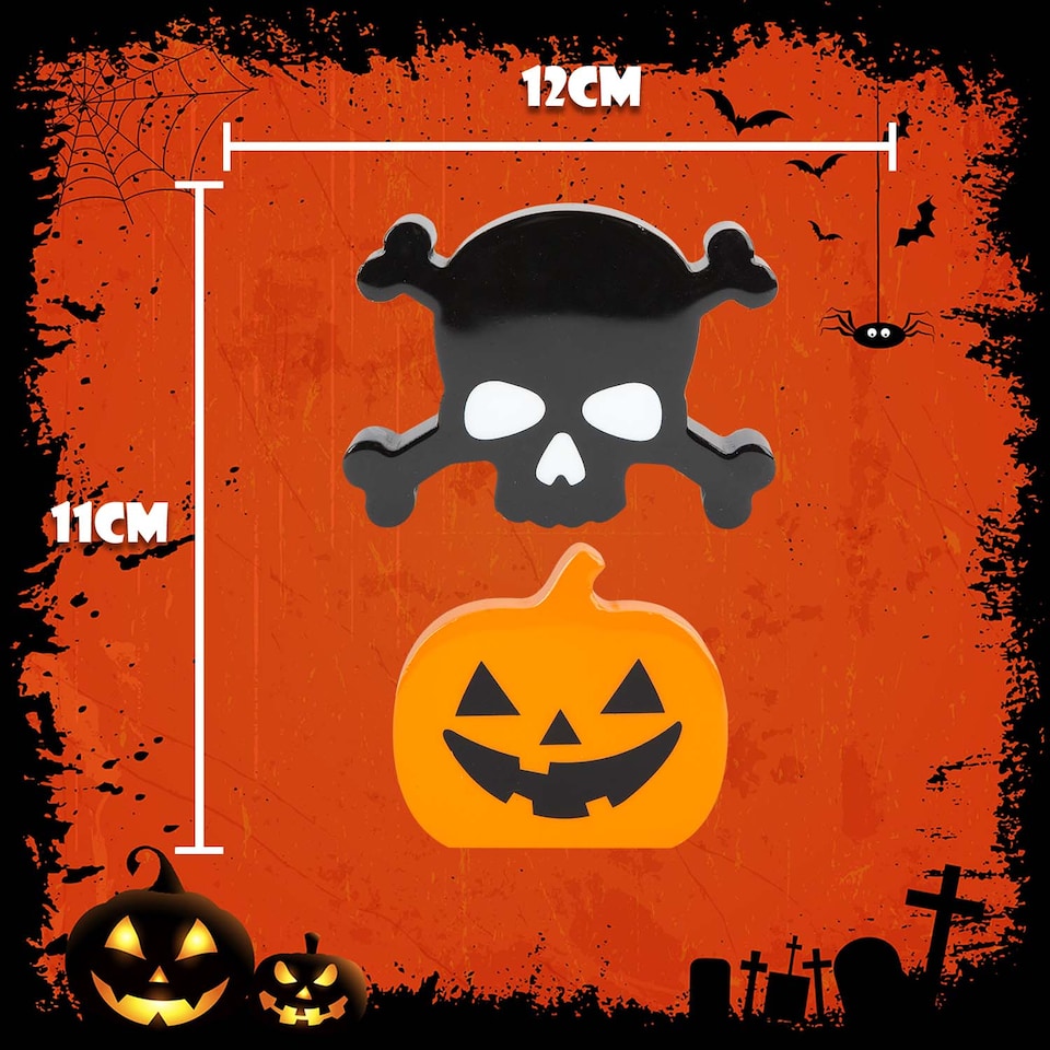 image 1 of PMS Halloween Pumpkin & Skull Crossbones Decorations, 2-Pack