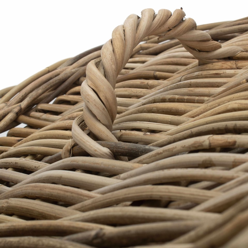 image 1 of Small Square Rattan Laundry Basket | Brown | Brown