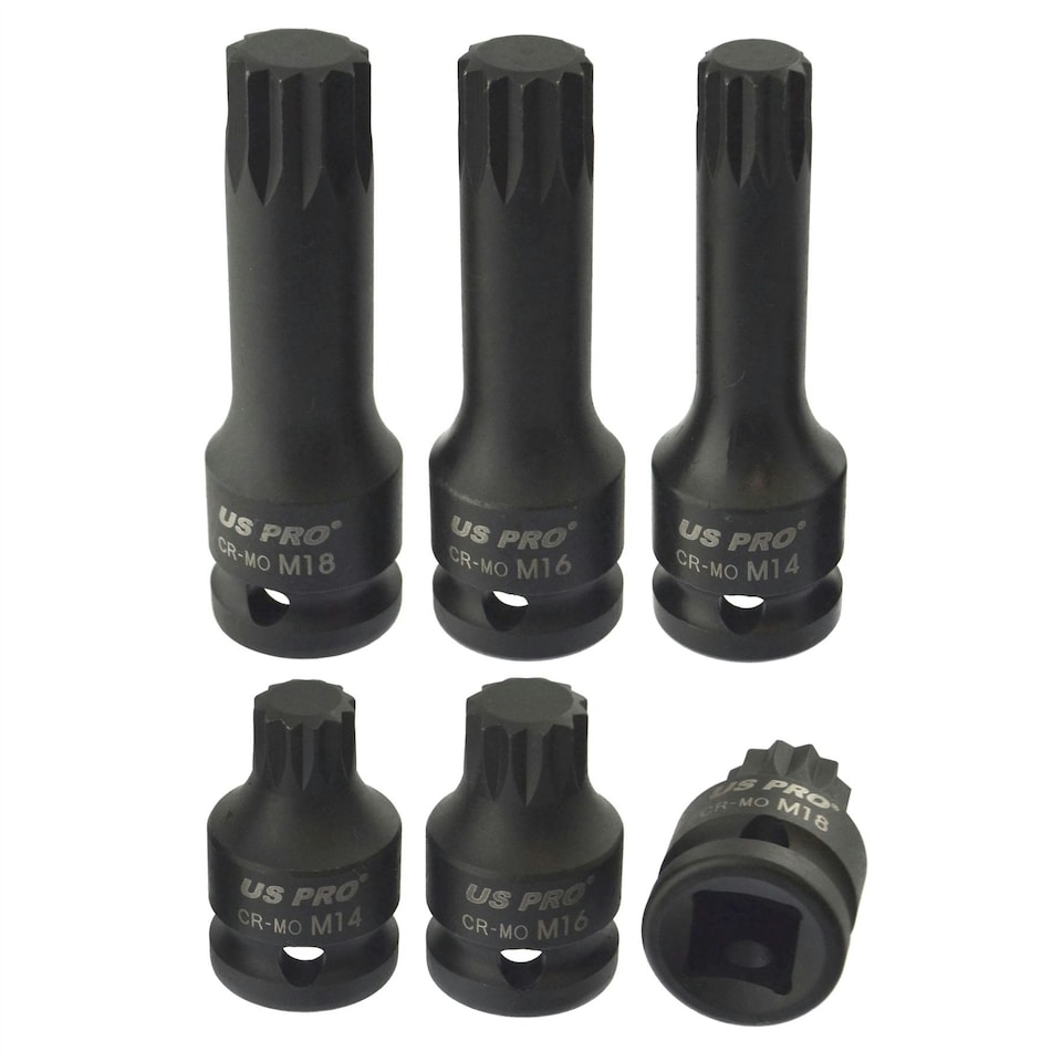 image 1 of Spline Socket set Triple Square 1/2" Drive M14 - M18 6pc Shallow and Deep AT829