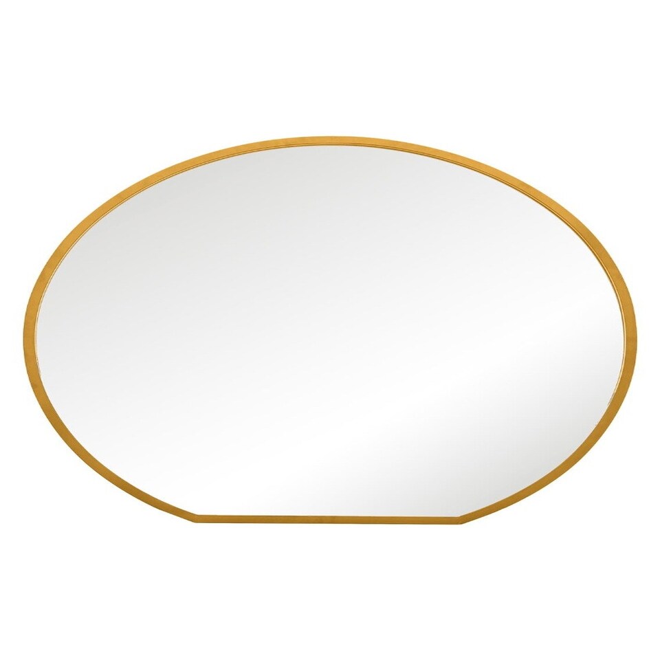 image 1 of The Circulus - Gold Framed Flat Bottom Circular Wall Mirror - Perfect for the Mantle! 41" X 39" (105CM X 100CM) Gold