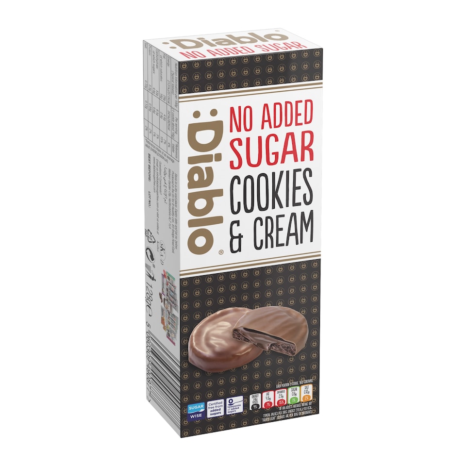 image 1 of Diablo No Added Sugar Cookies and Cream Dark Chocolate 128g
