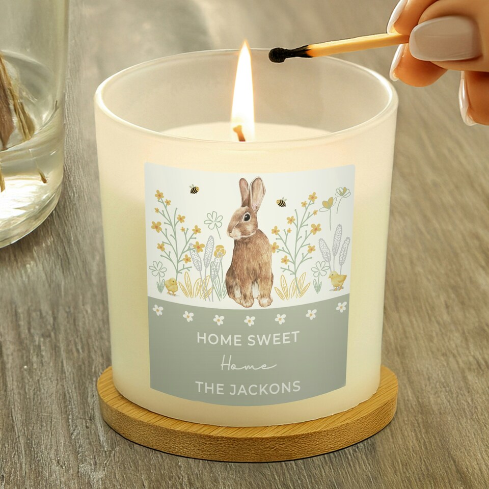 image 1 of Personalised Spring Bunny Candle Jar Clear
