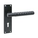 image 3 of Golden Grace 1 Pair Victorian Knurled Hex Cut Lock Door Handle Matt Black - Secure and Elegant 3 Lever Lock Set with Hinges - 150mm x 40mm