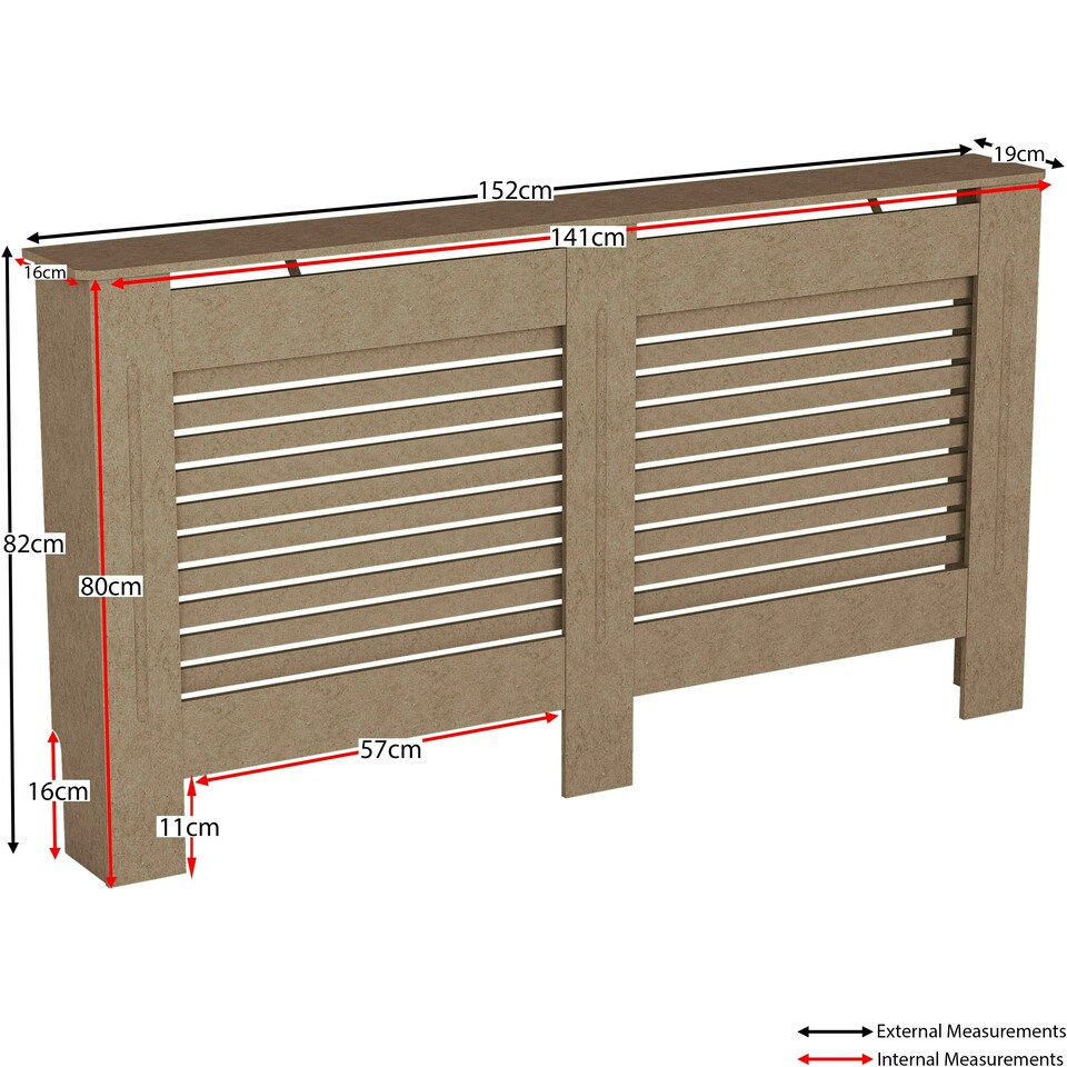 image 1 of Vida Designs Milton Radiator Cover MDF Slatted Cabinet, Unfinished, 152cm