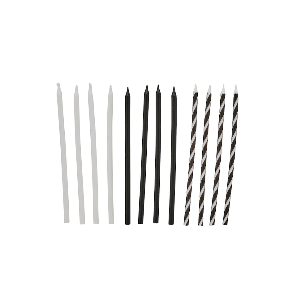 image 1 of Hootyballoo Monochrome Tall Skinny Candles - Pack of 12