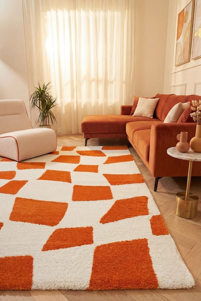 image 1 of The Rugs Joli Collection Chequered Soft and Dense Pile Living Room and Bedroom Floor Rug