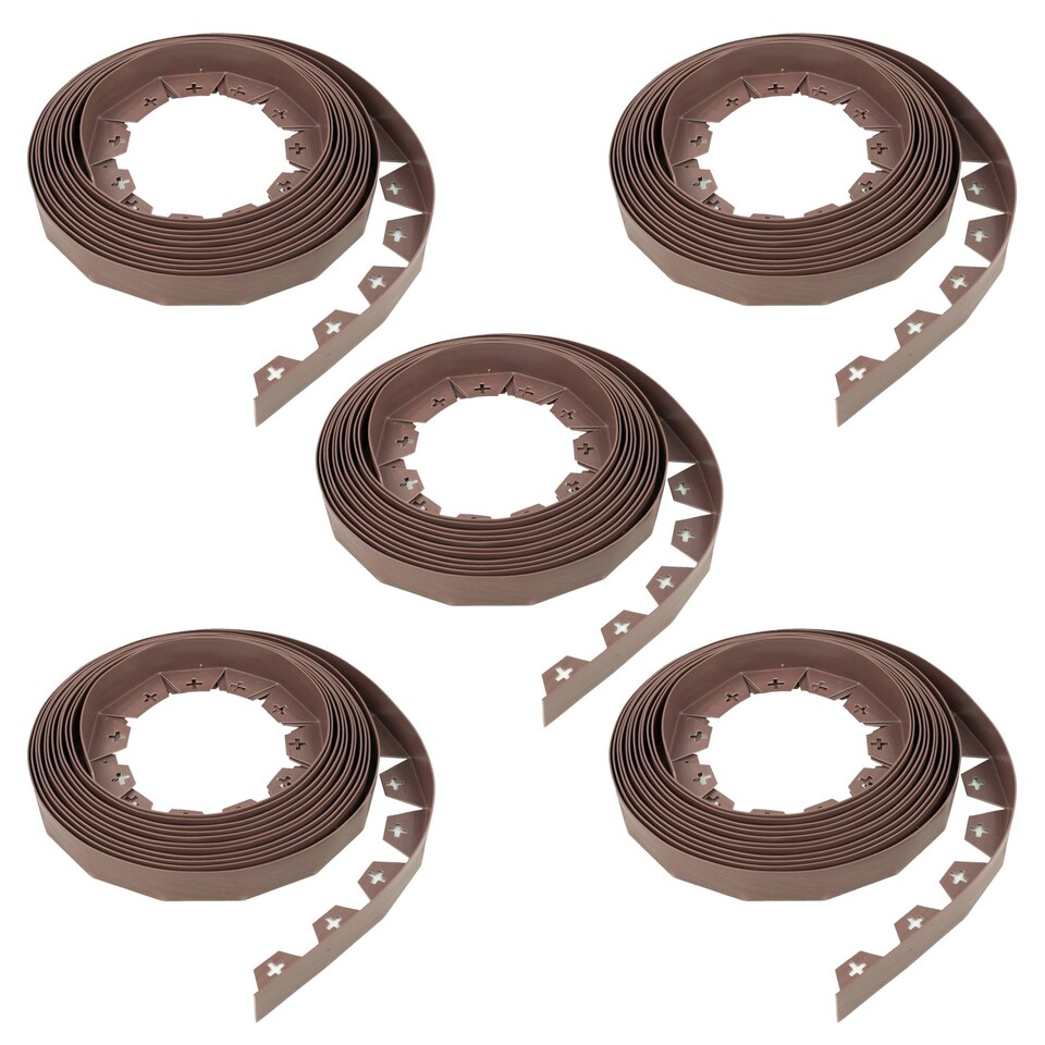 image 1 of KCT 50m Metre Brown Flexible Plastic Lawn Edging Grass Border with Pegs Garden Edger Heavy Duty Flower Bed