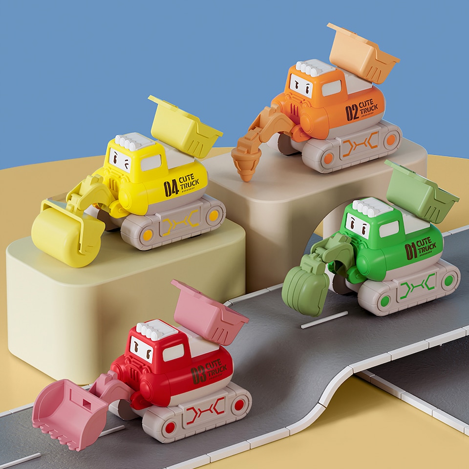 image 1 of Pack of 4 Cute Mini Digger Toys