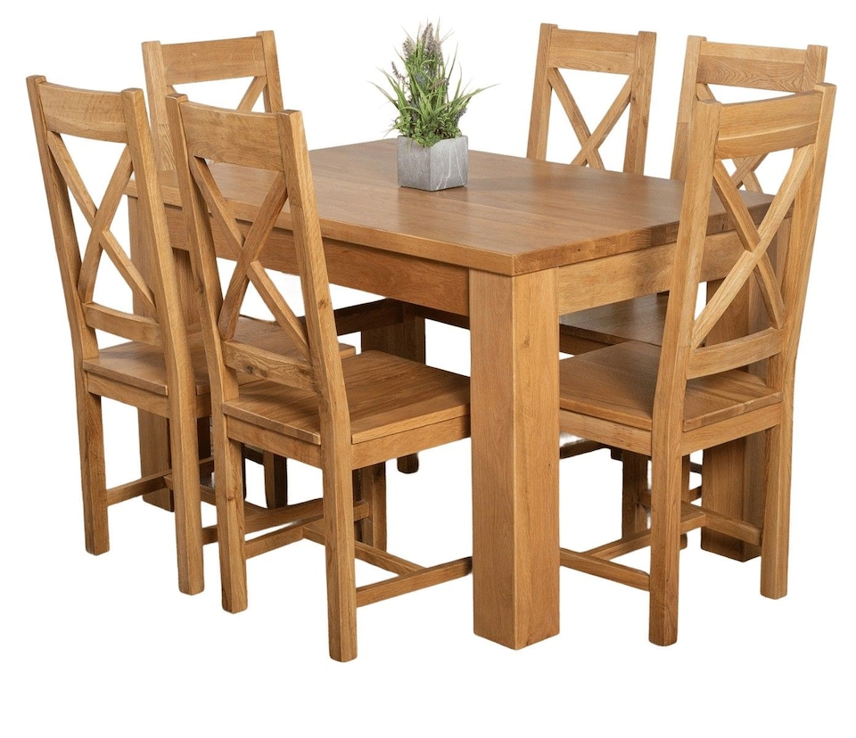 image 1 of Dakota 127 x 82cm Oak Small Dining Table and 6 Berkeley Chairs | Brown | Brown