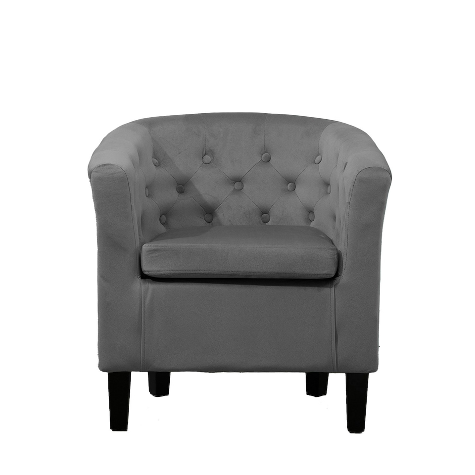 image 1 of Clio Studded Velvet Tub Chair - Dark Grey