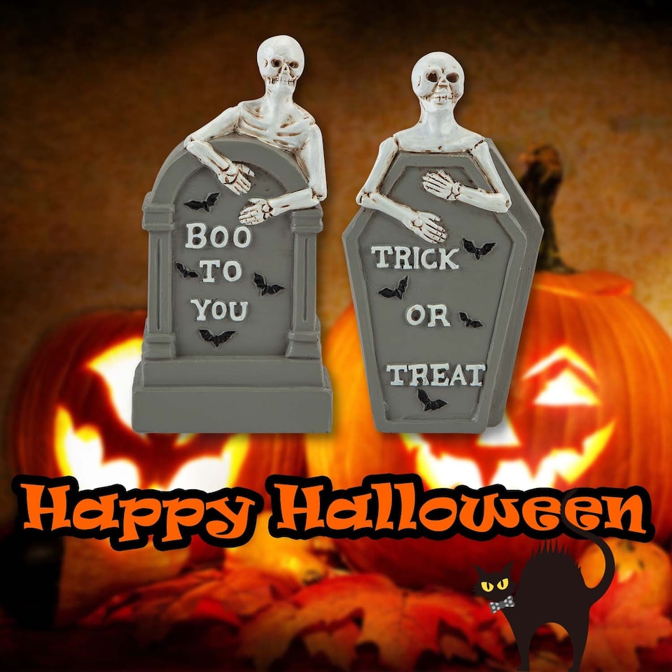 image 1 of PMS Halloween Tombstone Skeletons 2 Pack - Grey