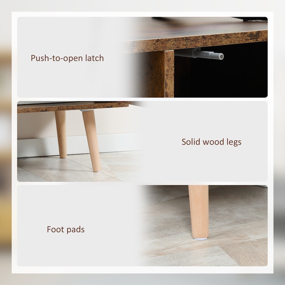 image 1 of HOMCOM TV Stand Cabinet up to 55 Inches, TV Unit with Single Door and Open Shelves, Cable Holes for Living Room, Bedroom, Brown