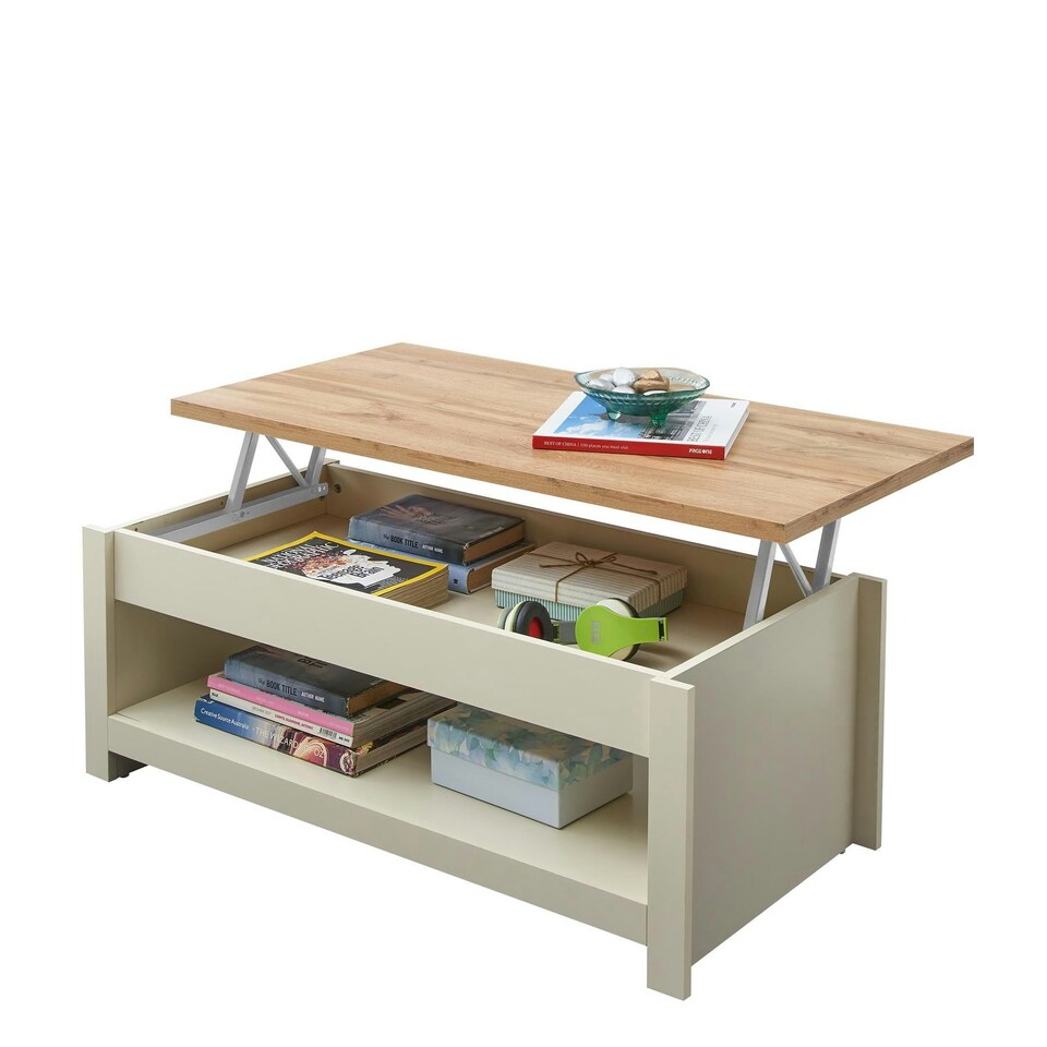 image 1 of Lisbon Lift Up Coffee Table Cream & Oak
