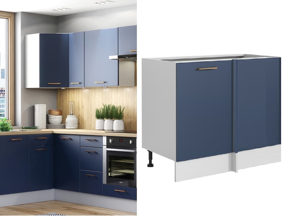 image 1 of Nora Kitchen Corner Base Cabinet Left or Right - Navy Blue W470xH870mm