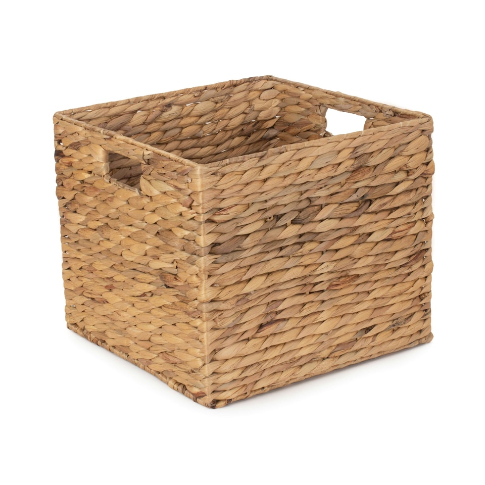 image 1 of Large Water Hyacinth Square Storage Basket | Brown | Brown | L