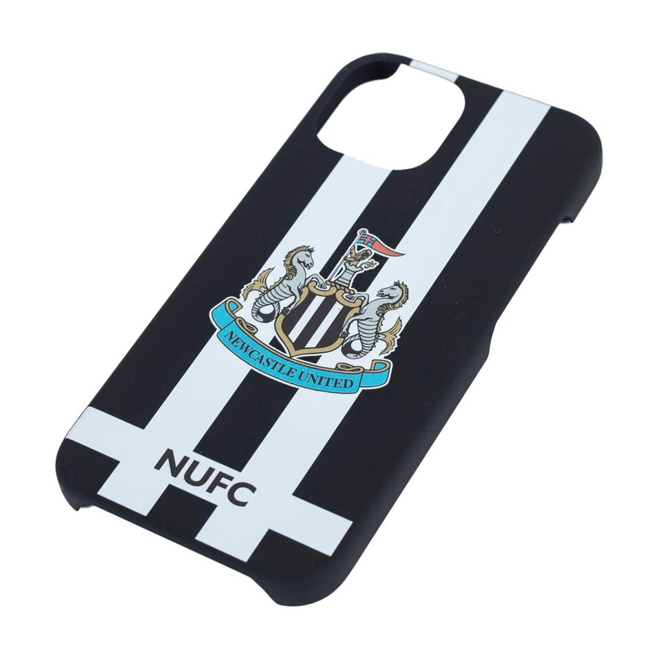 image 1 of Newcastle United FC iPhone 15 Compatible Striped Phone Case - Black/White - 14.5cm x 7cm