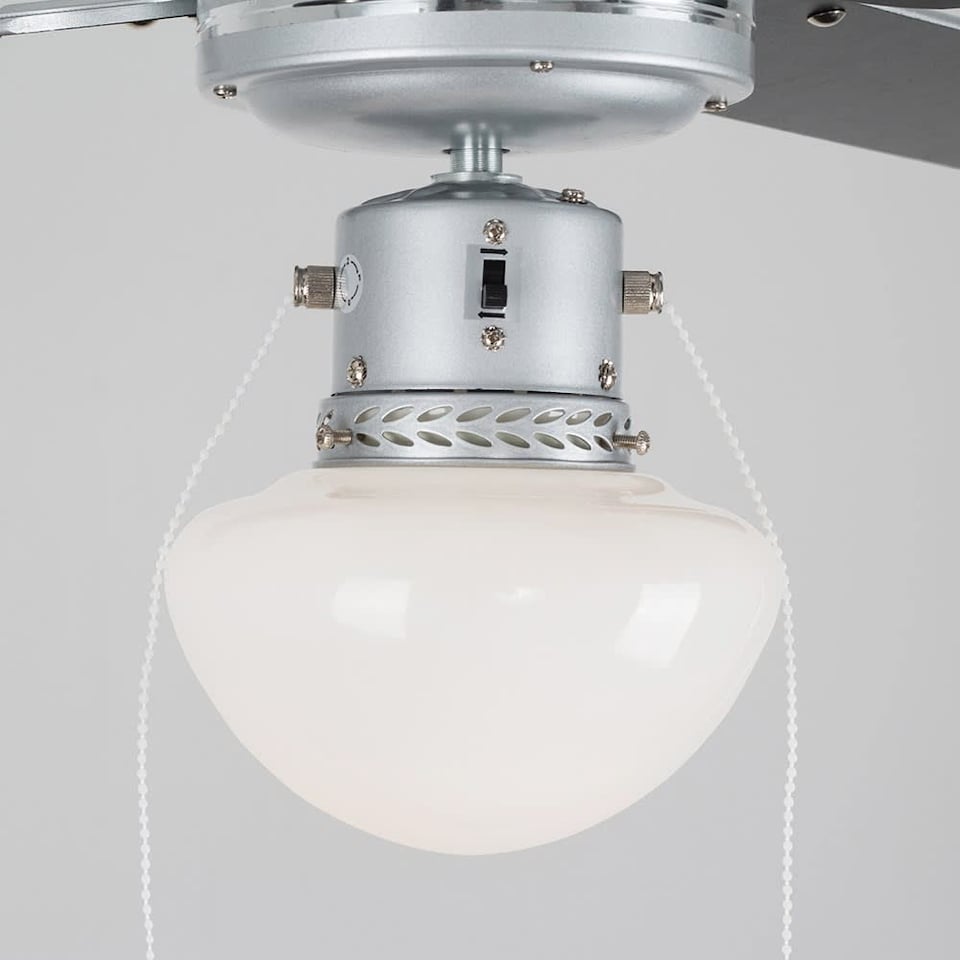 image 1 of ValueLights Mirage Silver and Black 42 Inch Ceiling Fan Glass Shade