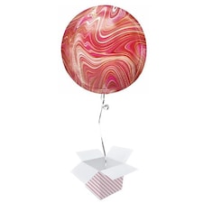 Marblez Red & Pink Orbz Foil Helium Balloon - Inflated Balloon in a Box