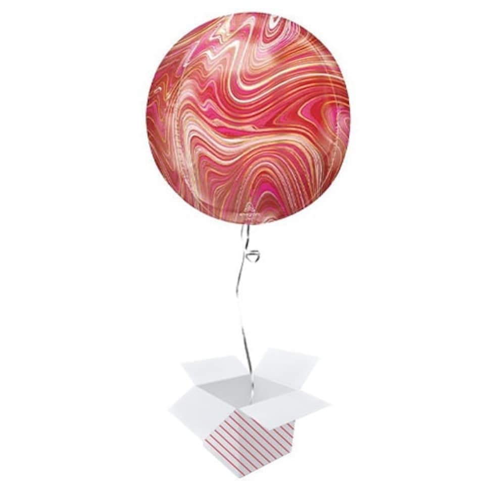 Marblez Red & Pink Orbz Foil Helium Balloon - Inflated Balloon in a Box