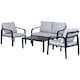 image 1 of Outsunny 4pcs Garden Sectional Loveseat Chairs Table Furniture w/ Cushion, Black