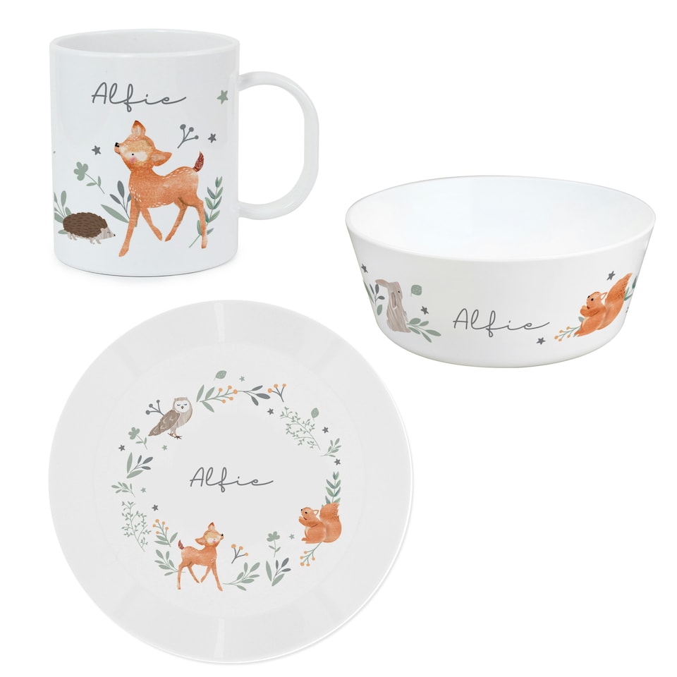 image 1 of Personalised Woodland Animals Breakfast Set