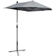 image 1 of Outsunny 2m Half Garden Parasol Market Umbrella w/ Crank Handle, Base Dark Grey
