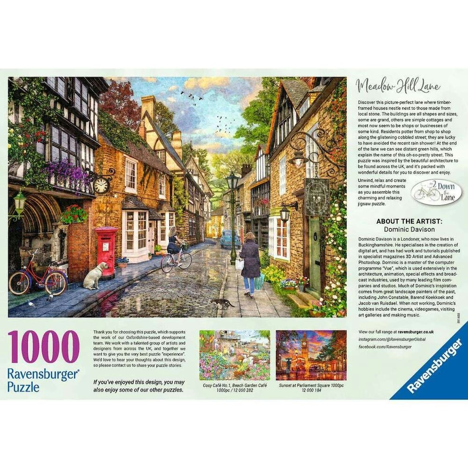 image 1 of Ravensburger Down the Lane No.2 Meadow Hill Lane 1000 Piece Jigsaw Puzzle