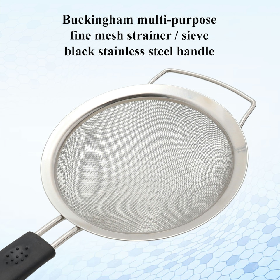 image 1 of Buckingham Stainless Steel Fine Mesh Sieve Strainer 16 cm Soft Touch Handle