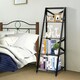 image 5 of COSTWAY 4 Tier Ladder Shelf Storage Wooden Bookcase Black Black