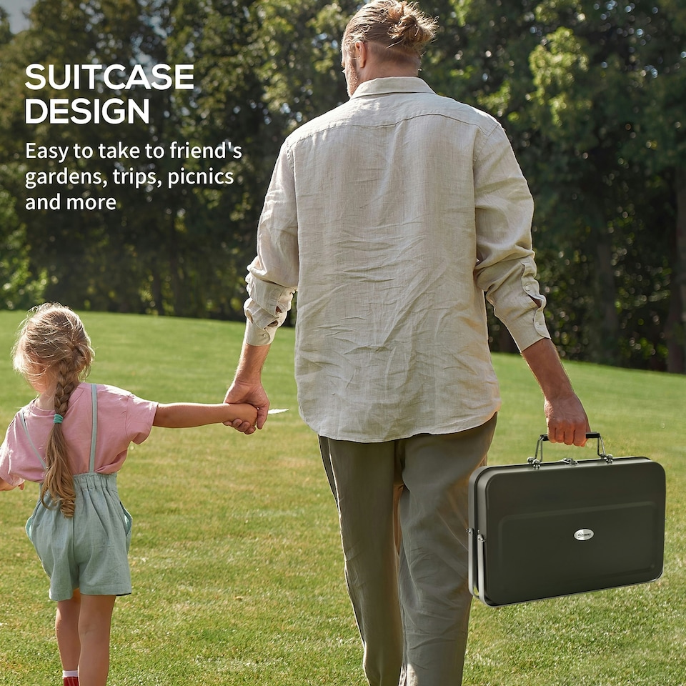 image 1 of Outsunny Portable BBQ Grill with Suitcase Design for Camping Picnic Party, Black
