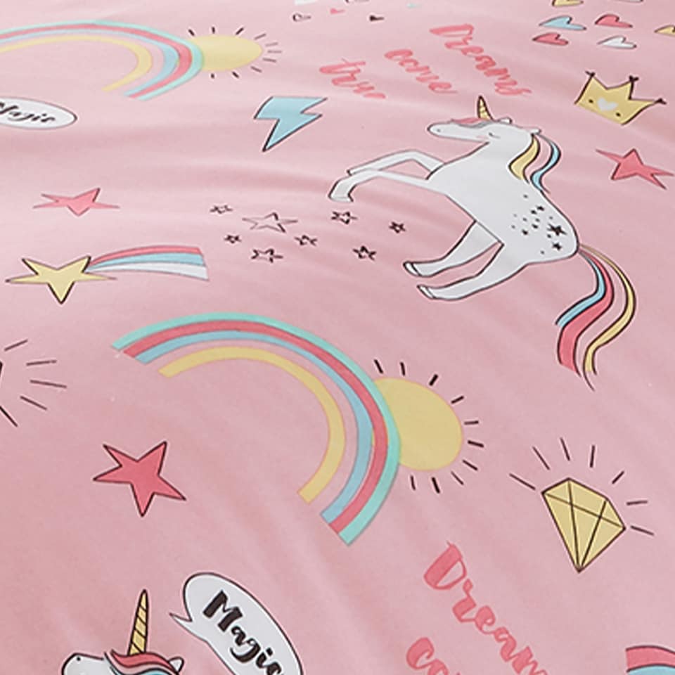 image 1 of Happy Linen Company Unicorns Rainbows Duvet Cover Bedding Set