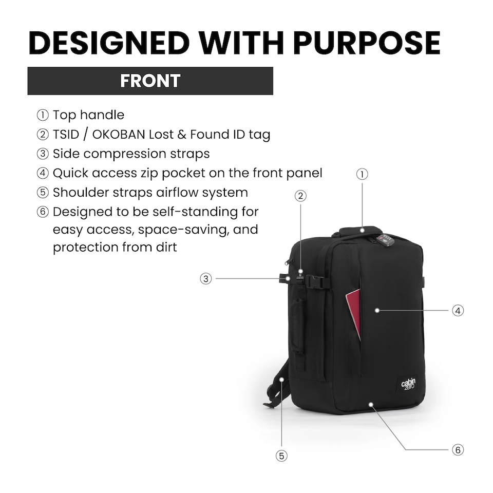 image 1 of CabinZero Classic Tech Backpack 28L, Underseat Approved & Padded Laptop Sleeve