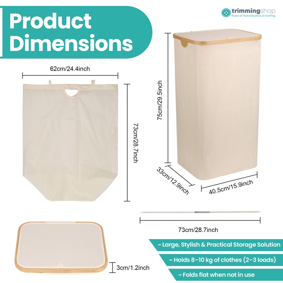 image 1 of 100L Foldable Laundry Hamper with Lid, Collapsible Clothes Basket