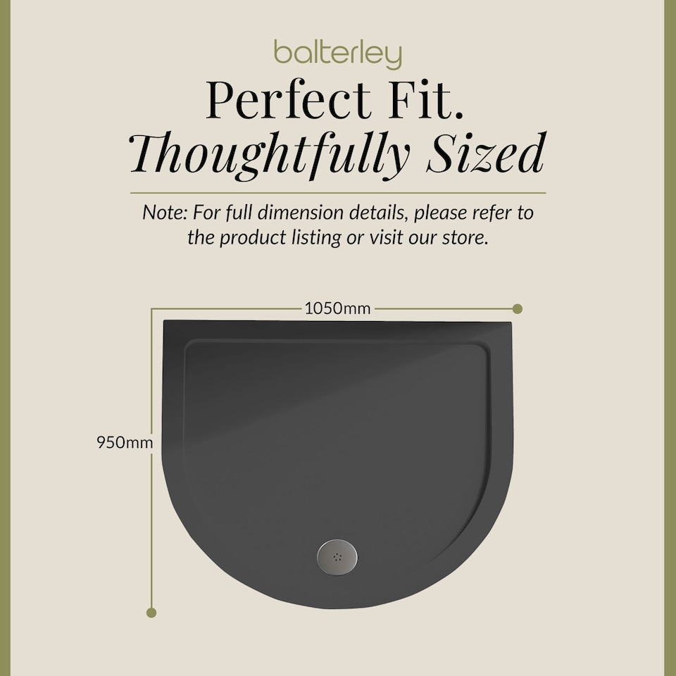 image 1 of Balterley Premium D Shape Shower Tray | Grey | Grey Slate
