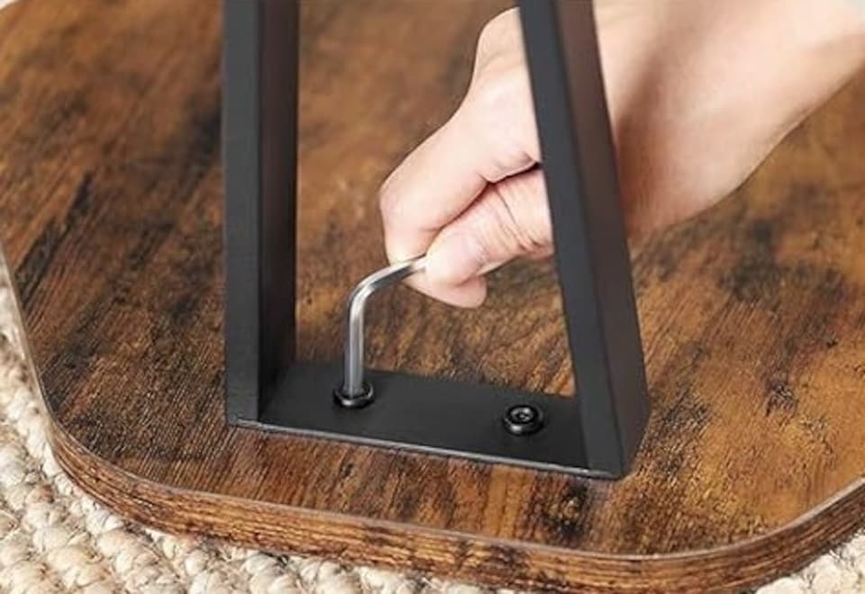 image 1 of Set of 3 Rustic Brown Nesting Coffee Tables with Steel Frames - Industrial Style