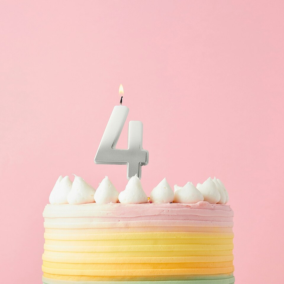 image 1 of Silver Ombre Number '4' Celebration Candle
