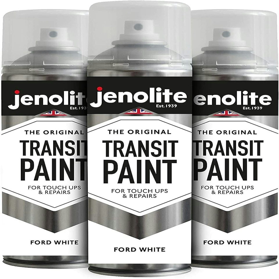 image 1 of Jenolite Ford Diamond White Transit Paint - 400ml Spray Can - 3-Pack