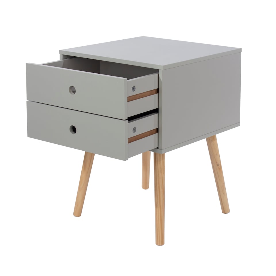 image 1 of Options Scandia 2 Drawer Nightstand - Stylish Two Tone Bedside Table for Small Spaces | Grey | Grey | 1